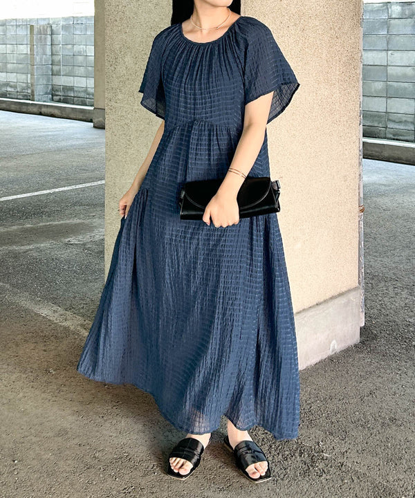 前後2WAYシアーラメティアードワンピース