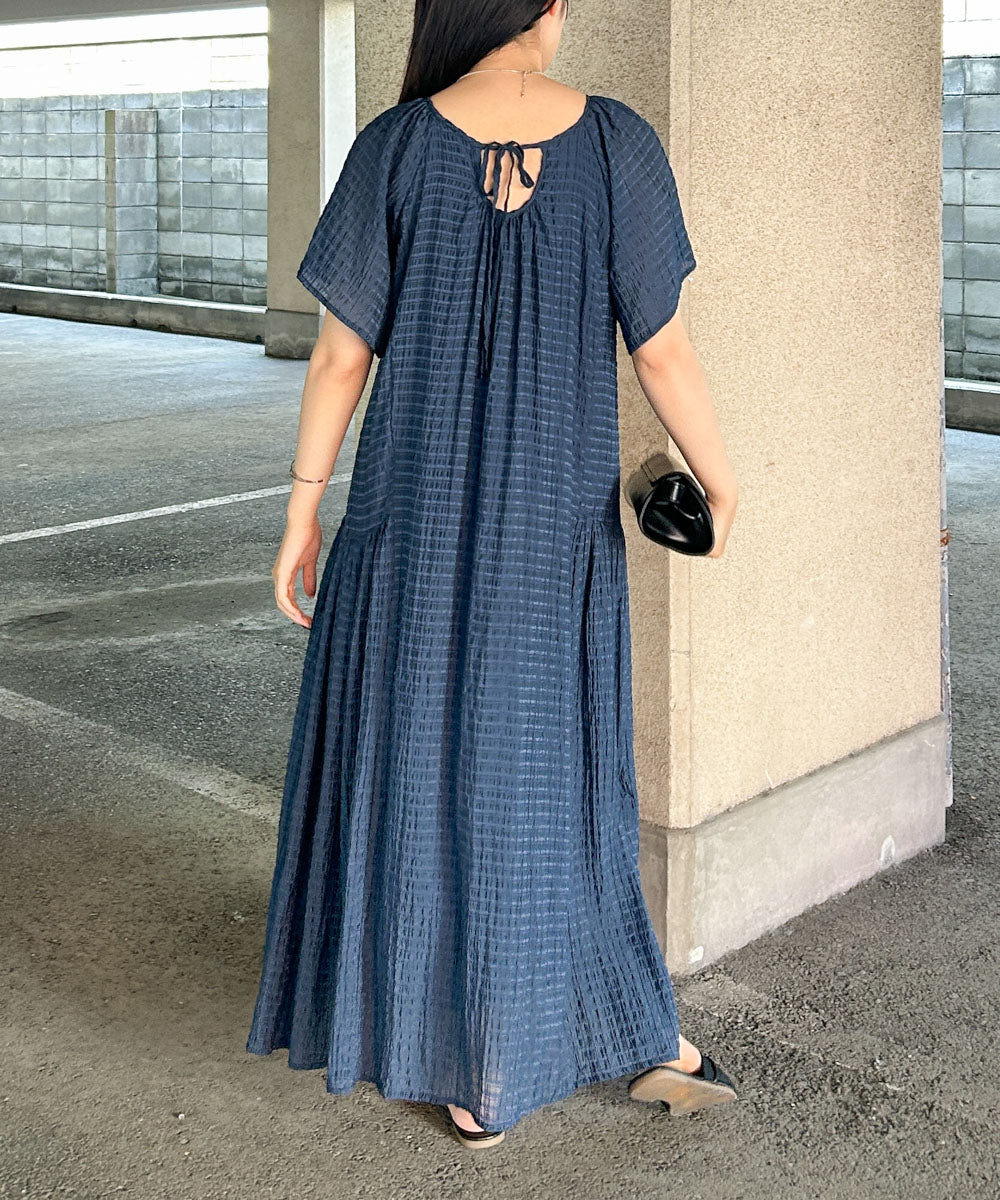 前後2WAYシアーラメティアードワンピース – Bab