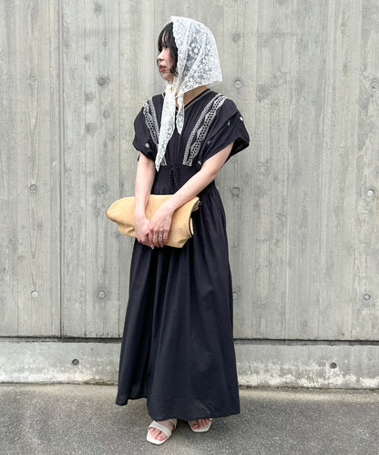 フロント刺繍ウエストシャーリングワンピース