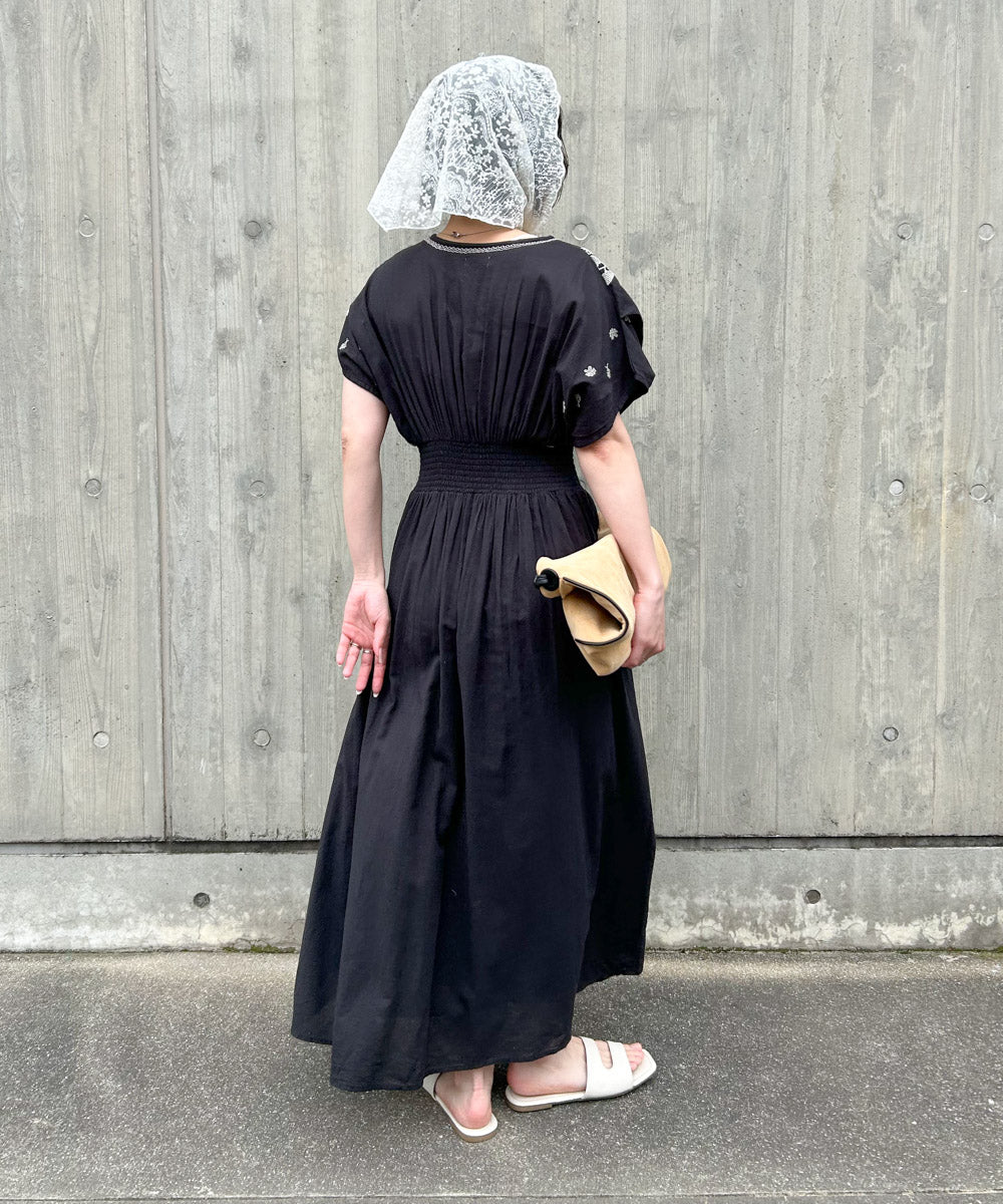 フロント刺繍ウエストシャーリングワンピース