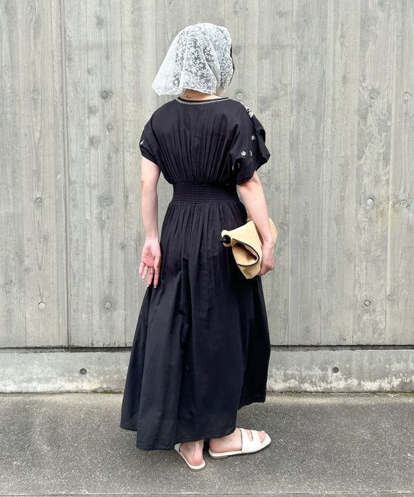 フロント刺繍ウエストシャーリングワンピース