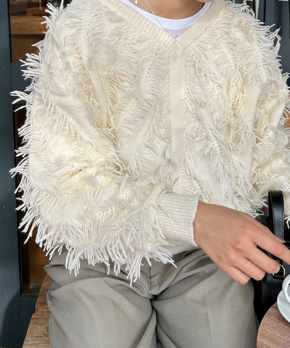 前後2WAYシャギーニットトップス