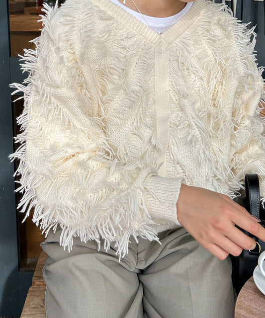 前後2WAYシャギーニットトップス