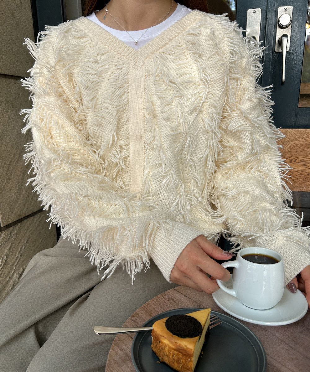 前後2WAYシャギーニットトップス