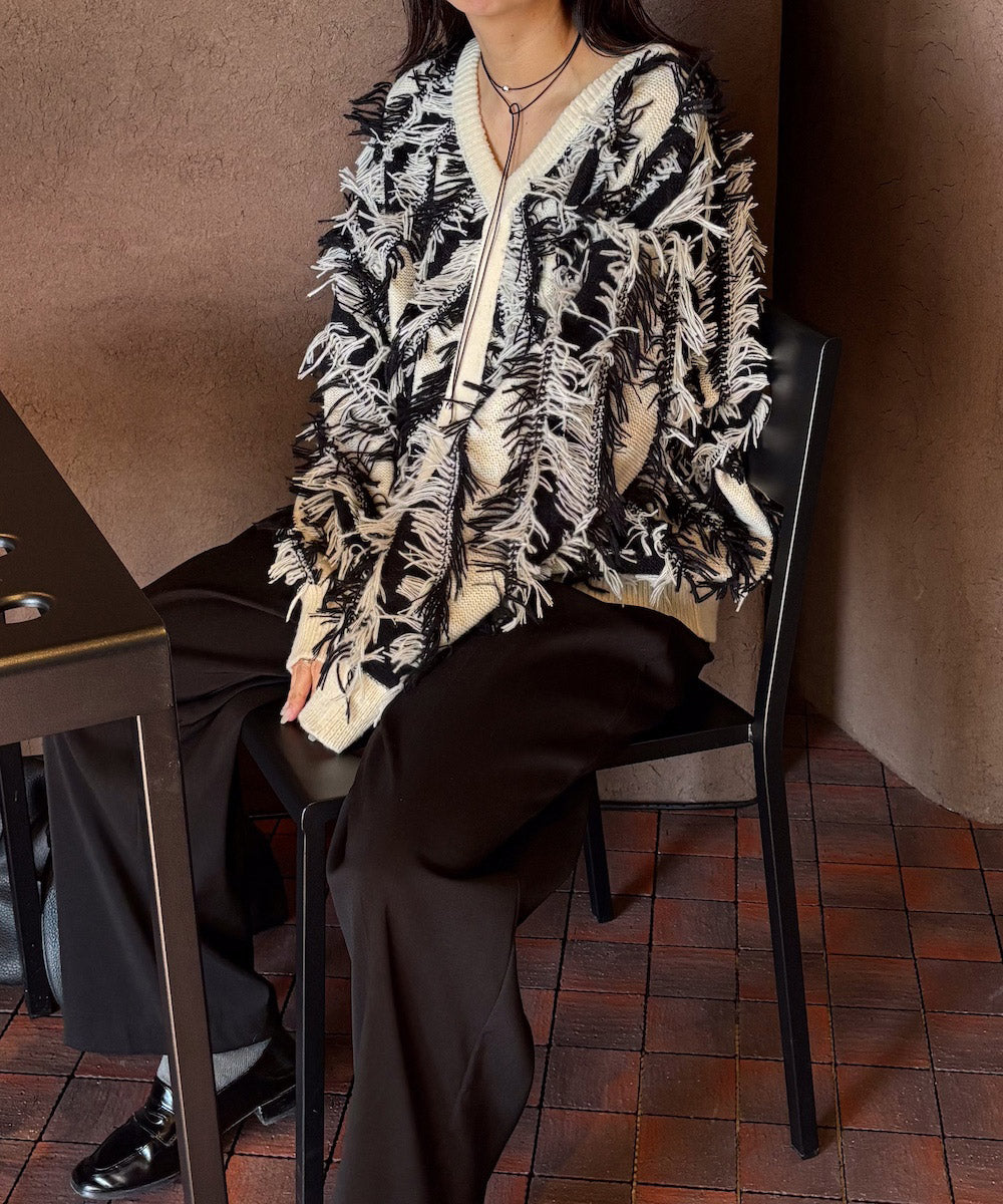 前後2WAYシャギーニットトップス