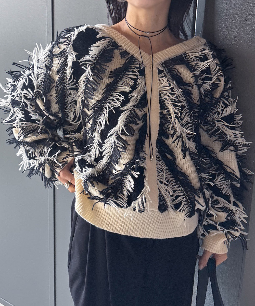 前後2WAYシャギーニットトップス