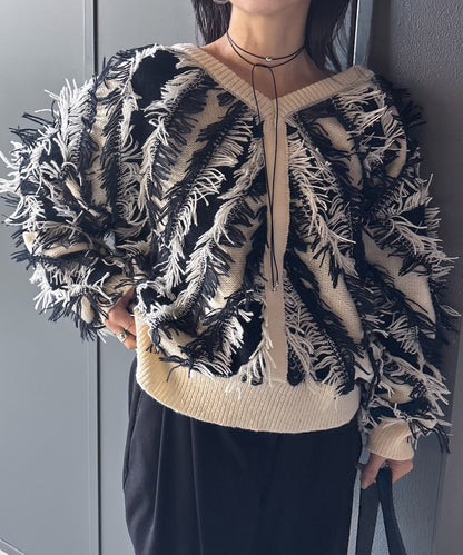 前後2WAYシャギーニットトップス