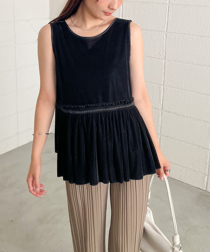 シアーベロアサテンリボンベスト