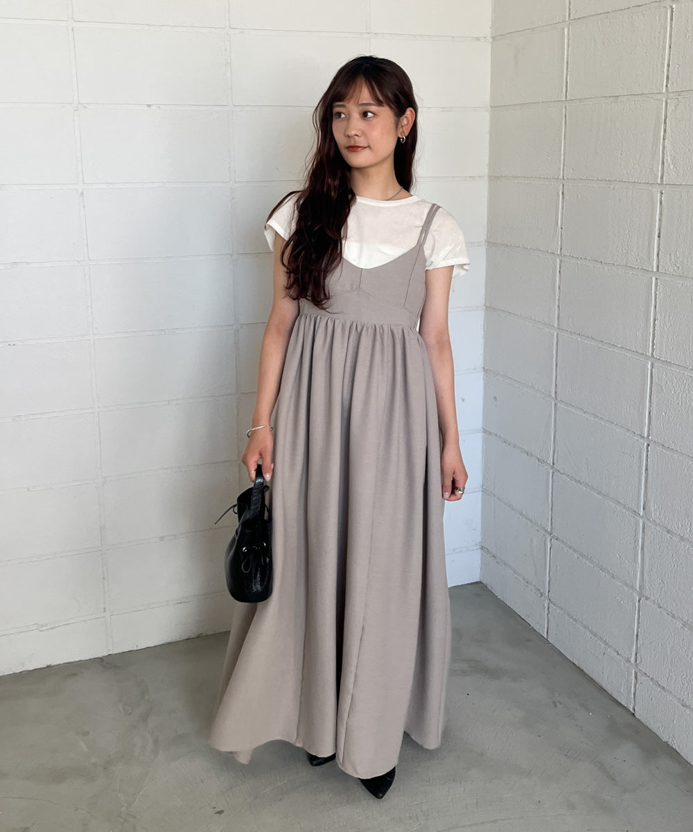 【S・Mサイズ展開】ビスチェライクフレアキャミワンピース