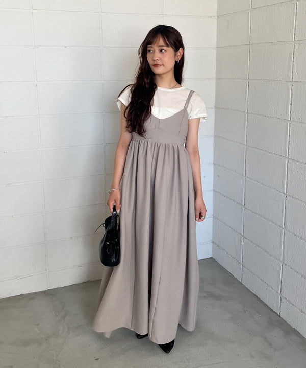 【S・Mサイズ展開】ビスチェライクフレアキャミワンピース