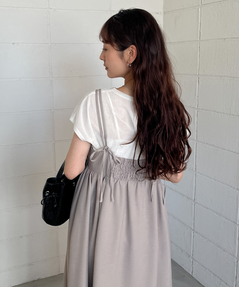 【S・Mサイズ展開】ビスチェライクフレアキャミワンピース