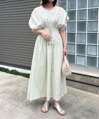 フロント刺繍ウエストシャーリングワンピース