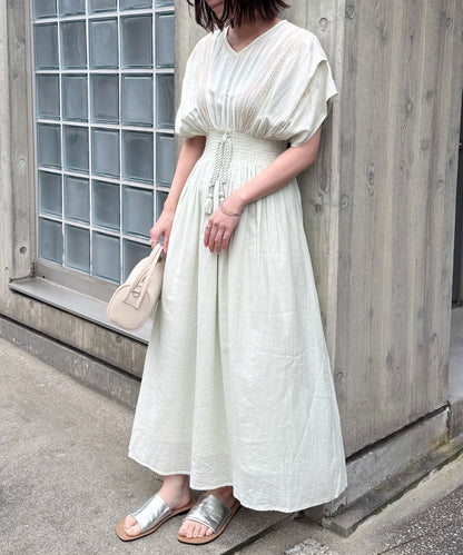 フロント刺繍ウエストシャーリングワンピース
