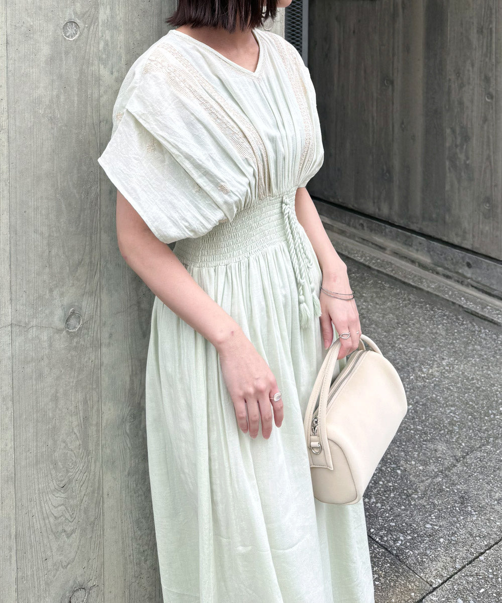 フロント刺繍ウエストシャーリングワンピース