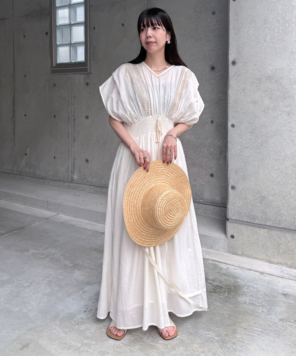 フロント刺繍ウエストシャーリングワンピース