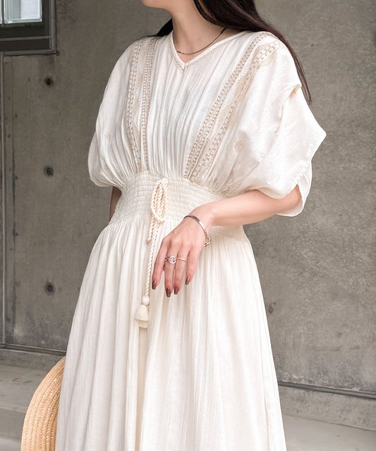 フロント刺繍ウエストシャーリングワンピース