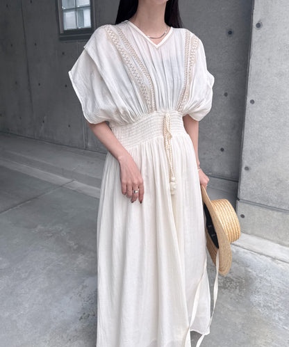 フロント刺繍ウエストシャーリングワンピース