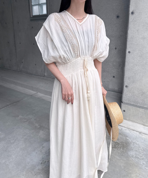 フロント刺繍ウエストシャーリングワンピース