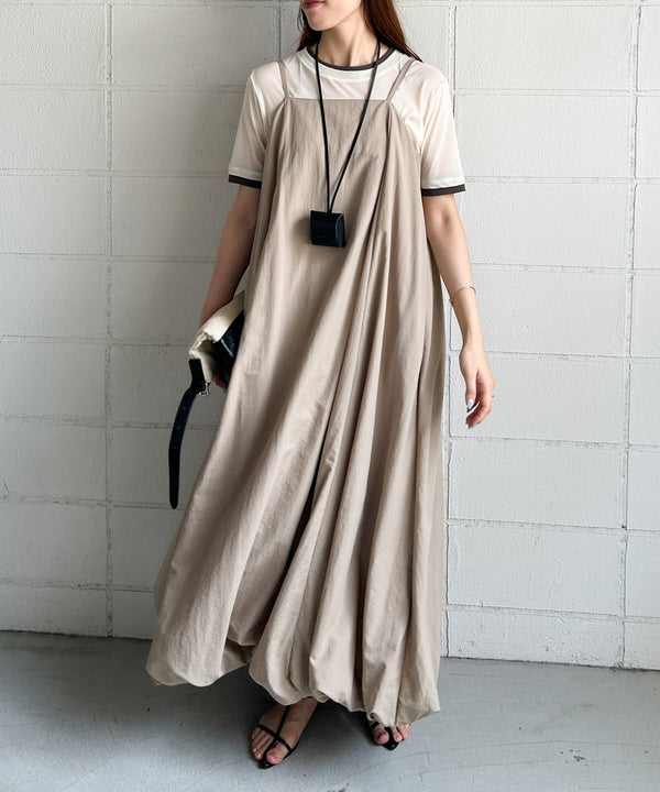 裾バルーンバックギャザーキャミワンピース
