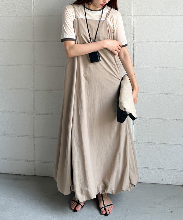 裾バルーンバックギャザーキャミワンピース