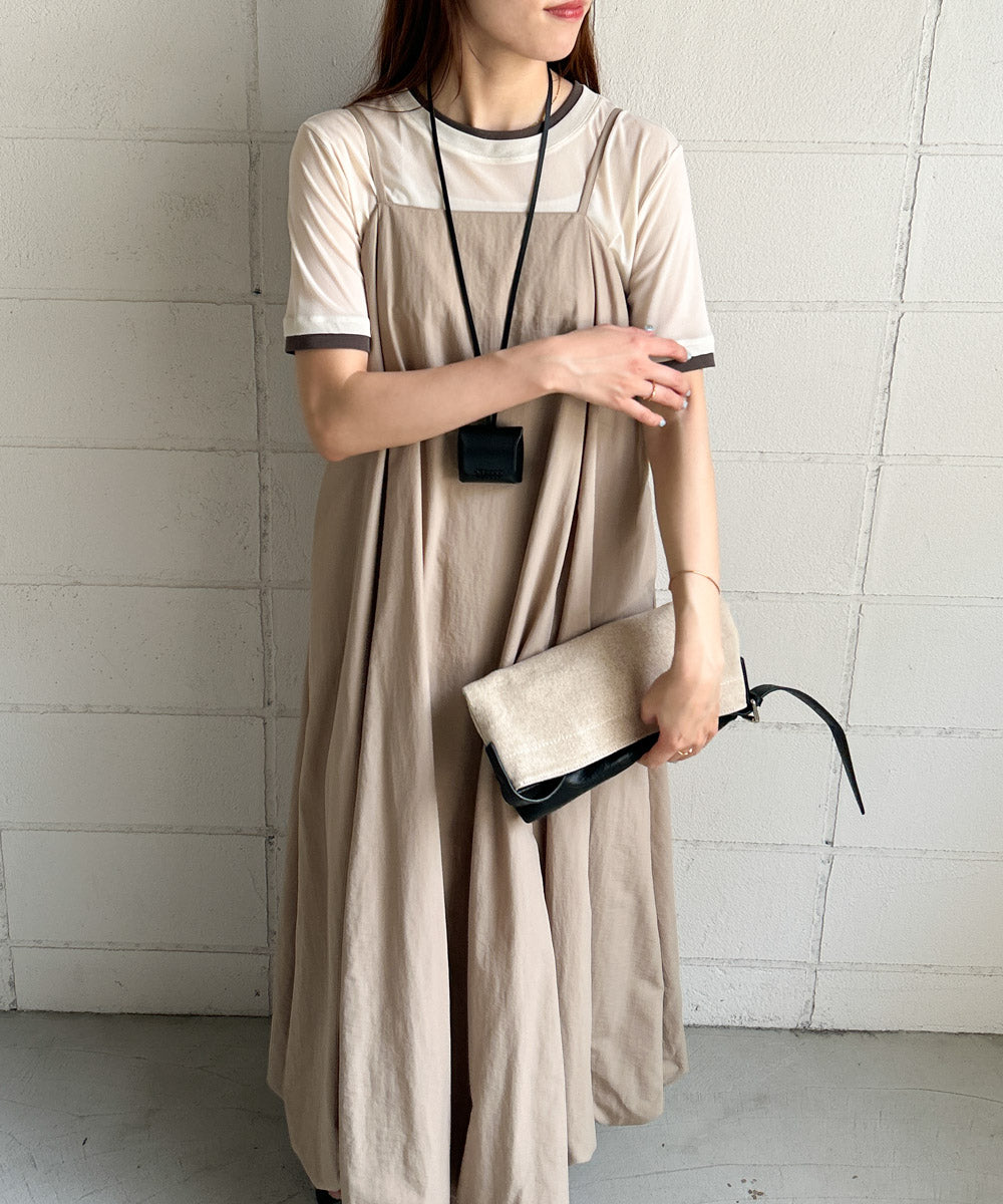 裾バルーンバックギャザーキャミワンピース