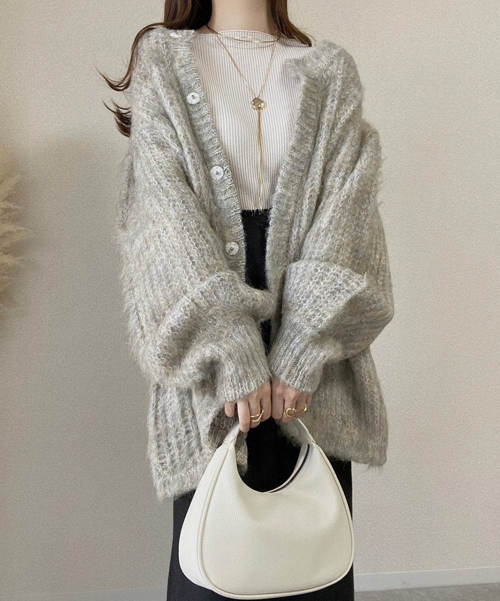 MOHAYALIKE SHAGGY KNIT CARDIGAN