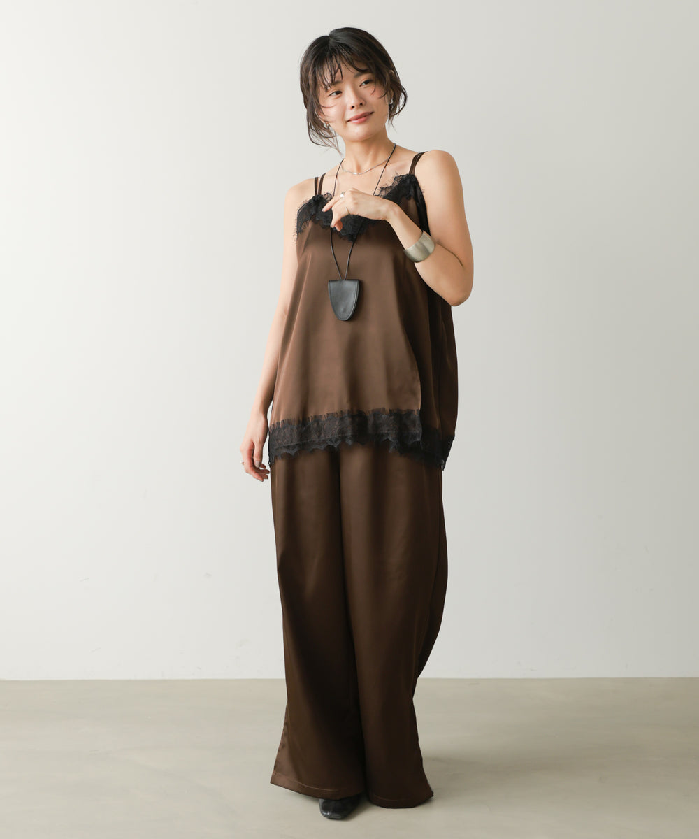 【Eセット】秋のコーデセット【レースキャミソール＆サテンスリットパンツ】