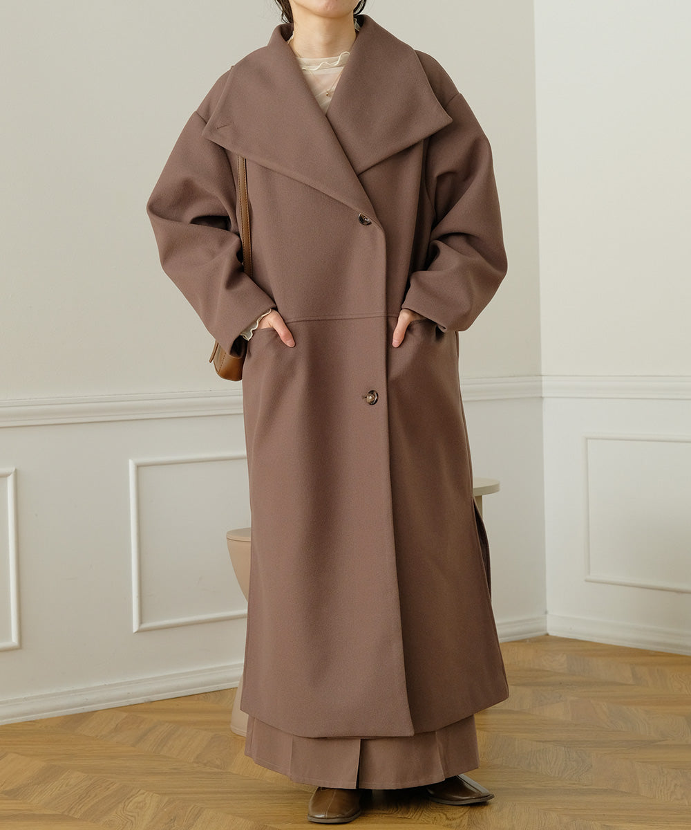 SHAWL COLLAR STAND NECK LONG COAT