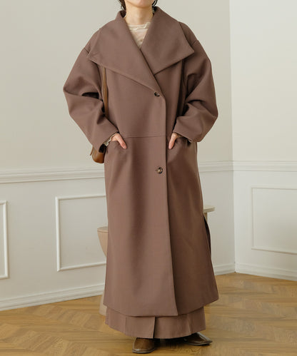 SHAWL COLLAR STAND NECK LONG COAT