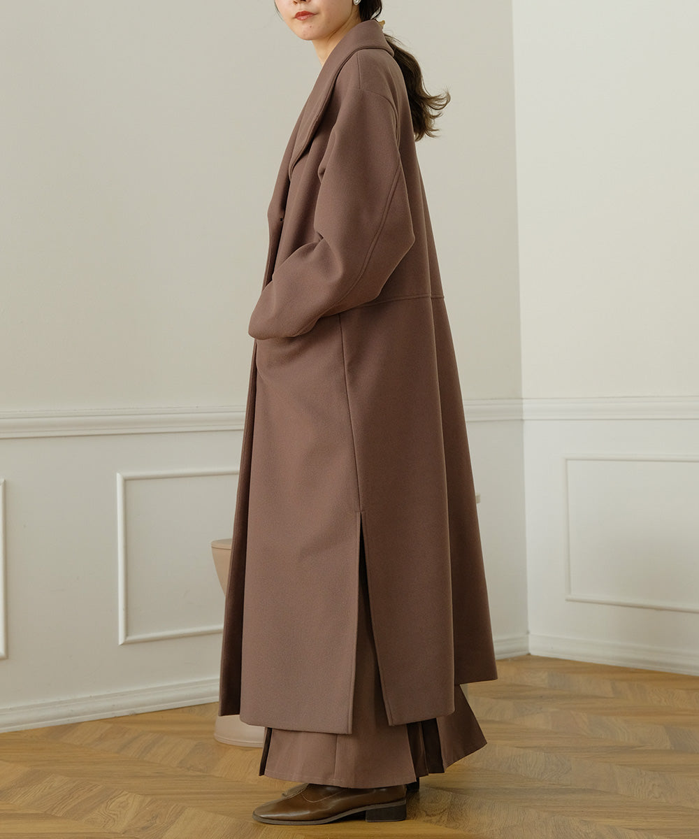 SHAWL COLLAR STAND NECK LONG COAT