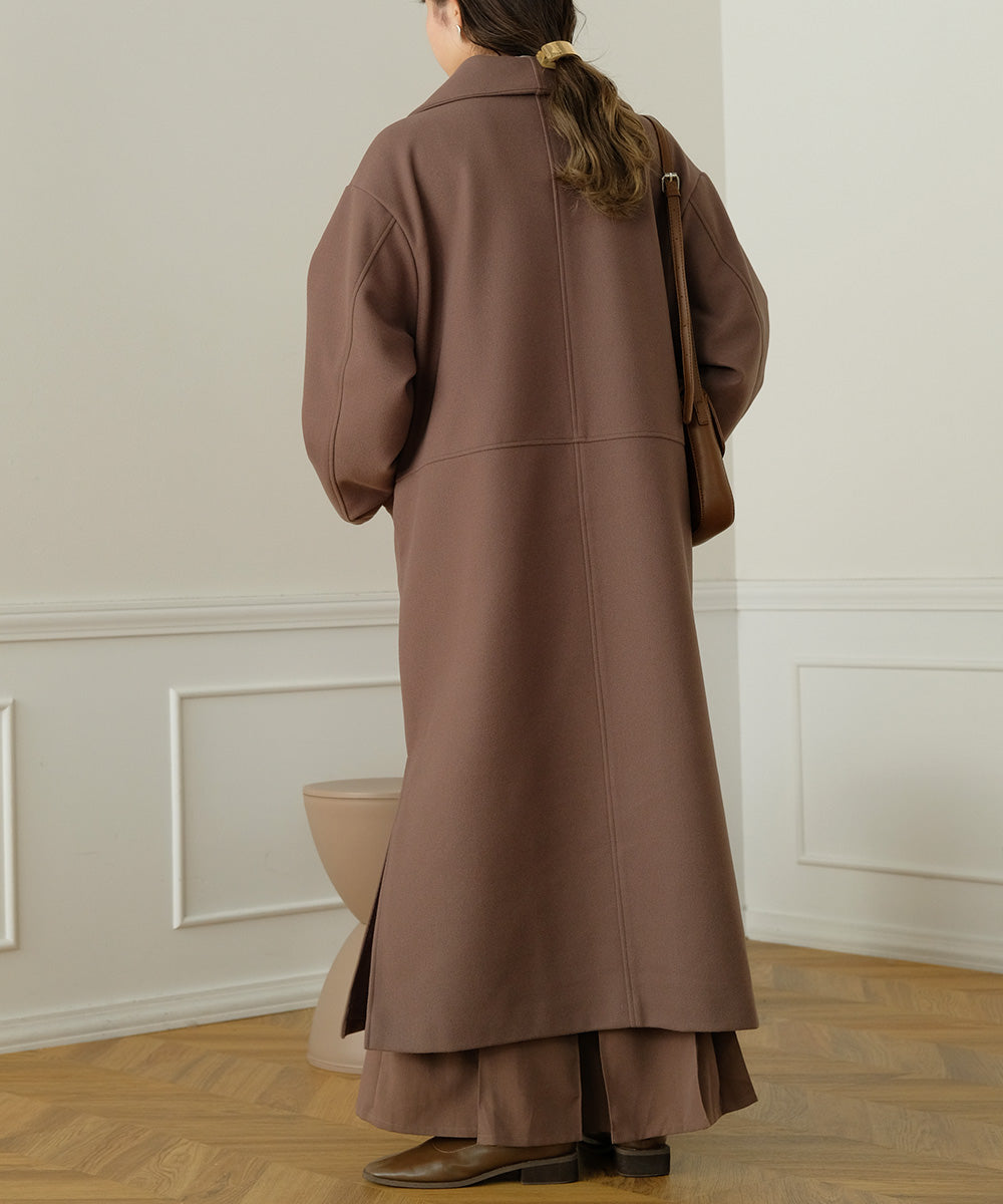 SHAWL COLLAR STAND NECK LONG COAT
