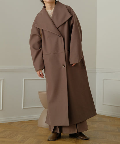 SHAWL COLLAR STAND NECK LONG COAT