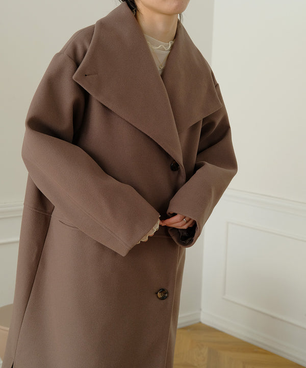 SHAWL COLLAR STAND NECK LONG COAT