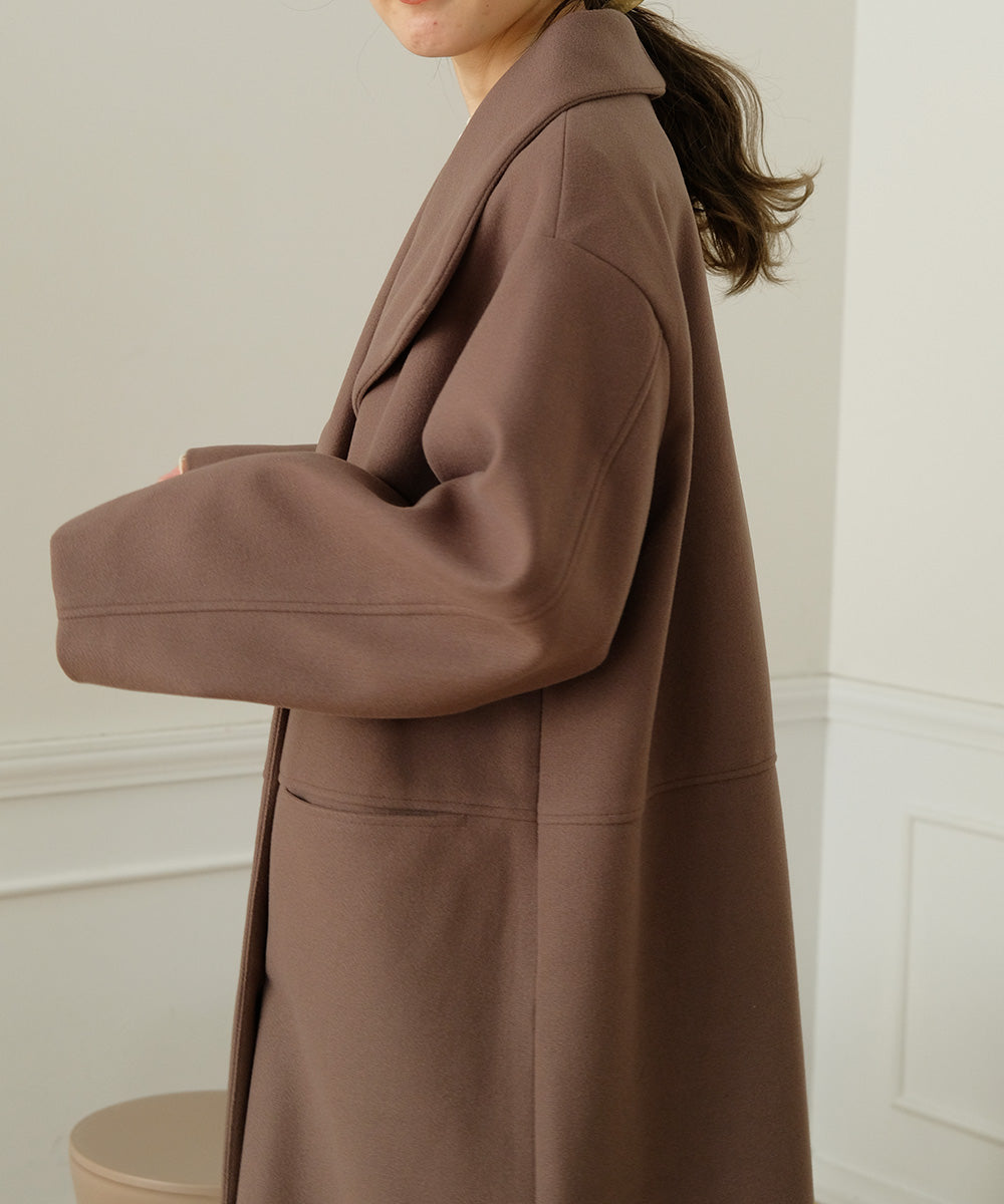 SHAWL COLLAR STAND NECK LONG COAT