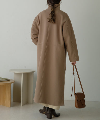 SHAWL COLLAR STAND NECK LONG COAT