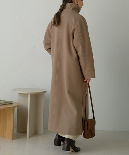 SHAWL COLLAR STAND NECK LONG COAT