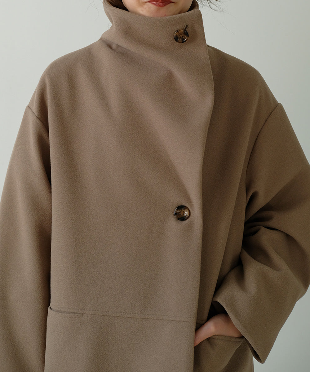 SHAWL COLLAR STAND NECK LONG COAT