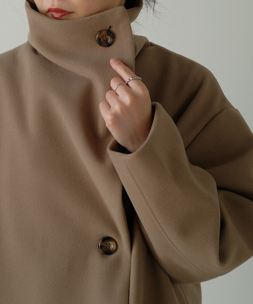 SHAWL COLLAR STAND NECK LONG COAT