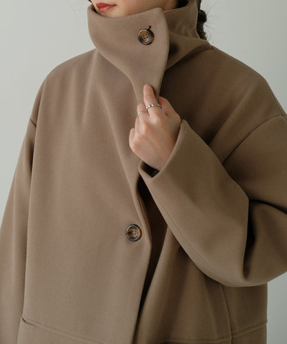 SHAWL COLLAR STAND NECK LONG COAT