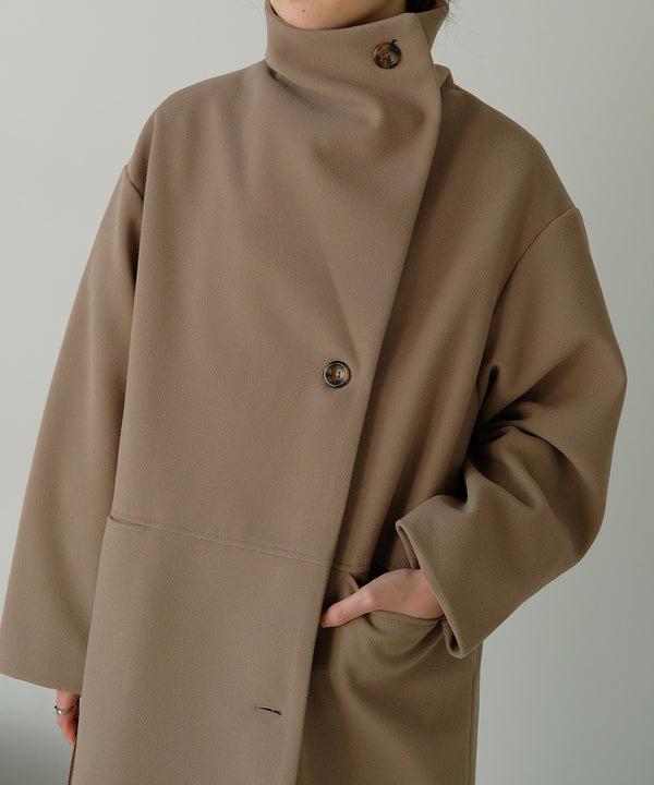 SHAWL COLLAR STAND NECK LONG COAT