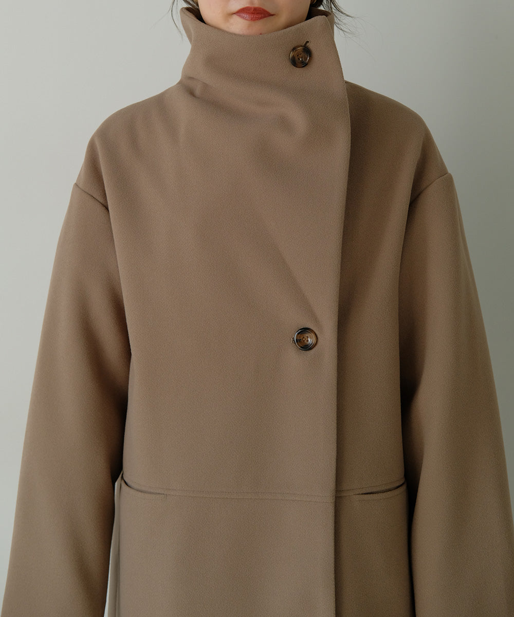 SHAWL COLLAR STAND NECK LONG COAT