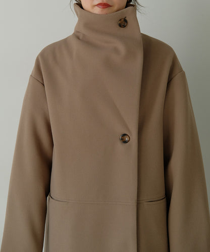 SHAWL COLLAR STAND NECK LONG COAT