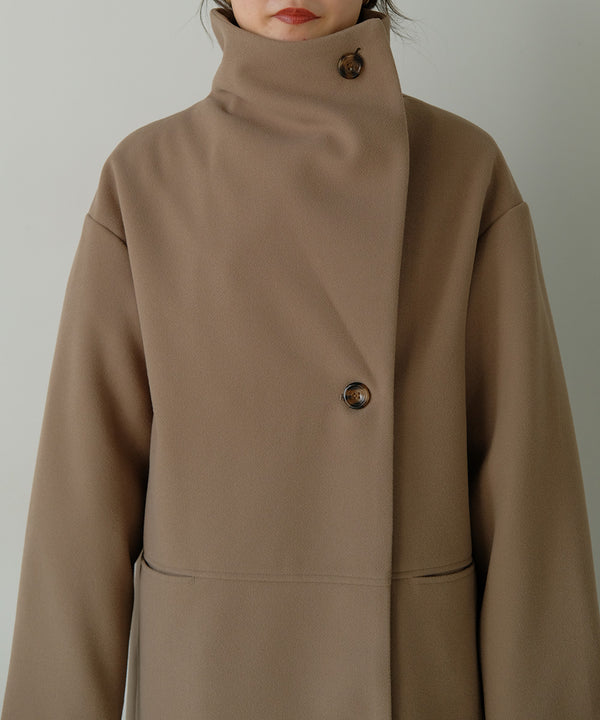 SHAWL COLLAR STAND NECK LONG COAT