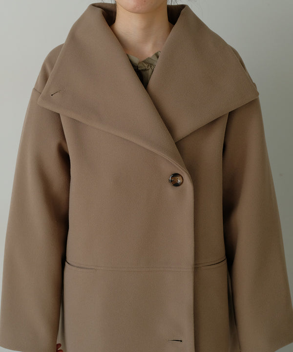 SHAWL COLLAR STAND NECK LONG COAT
