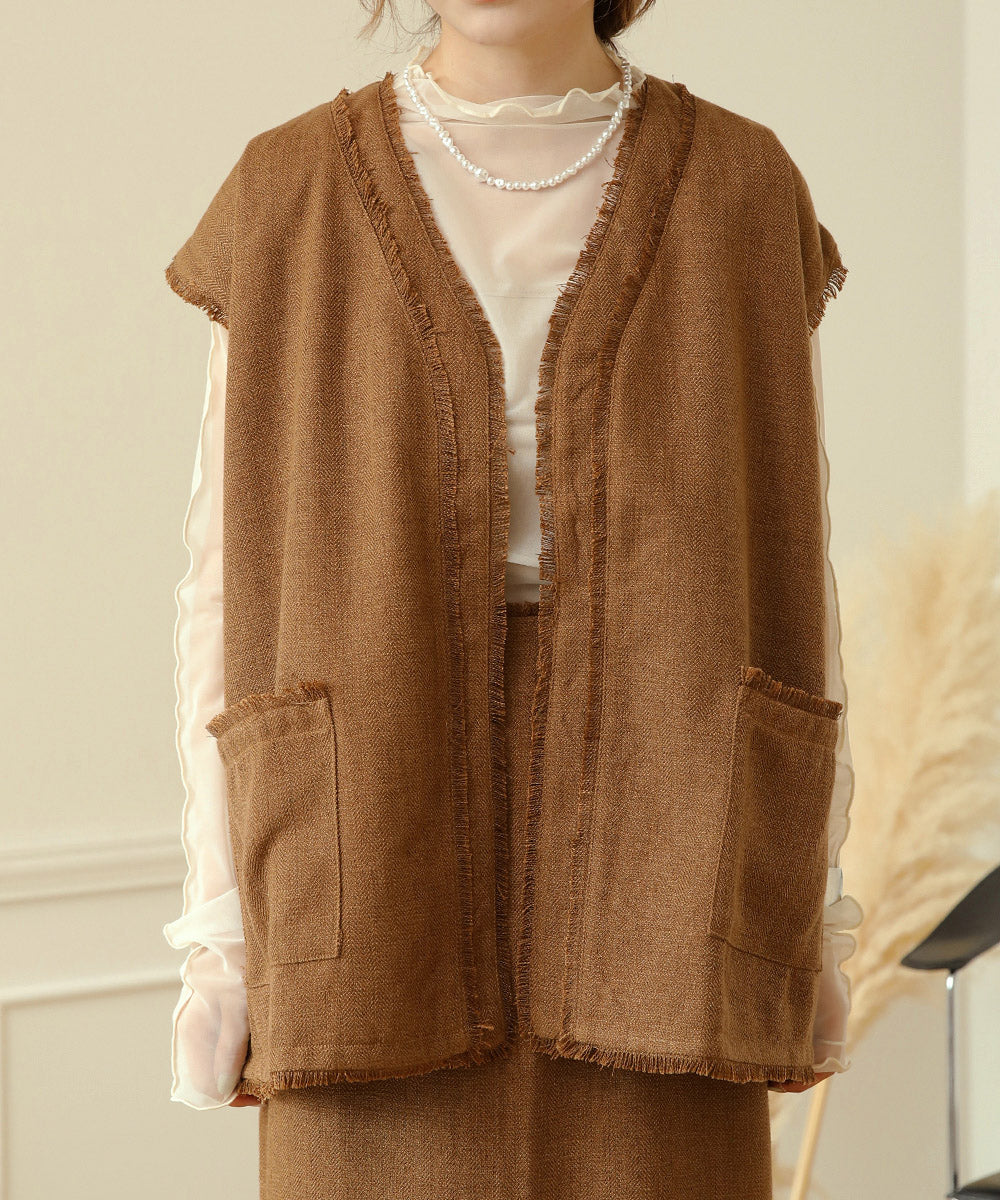 TWEED FRINGE VEST