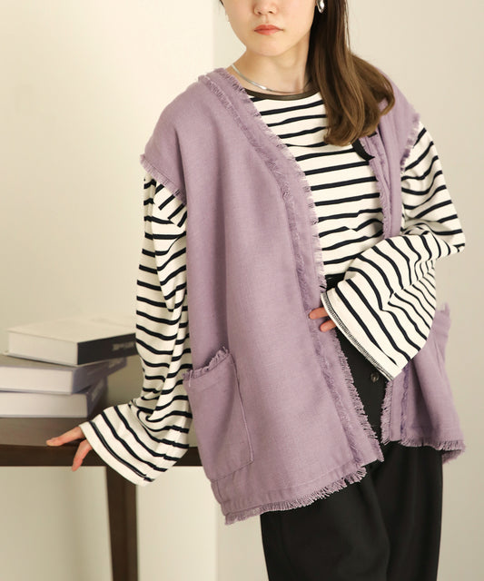 粗花呢流苏背心