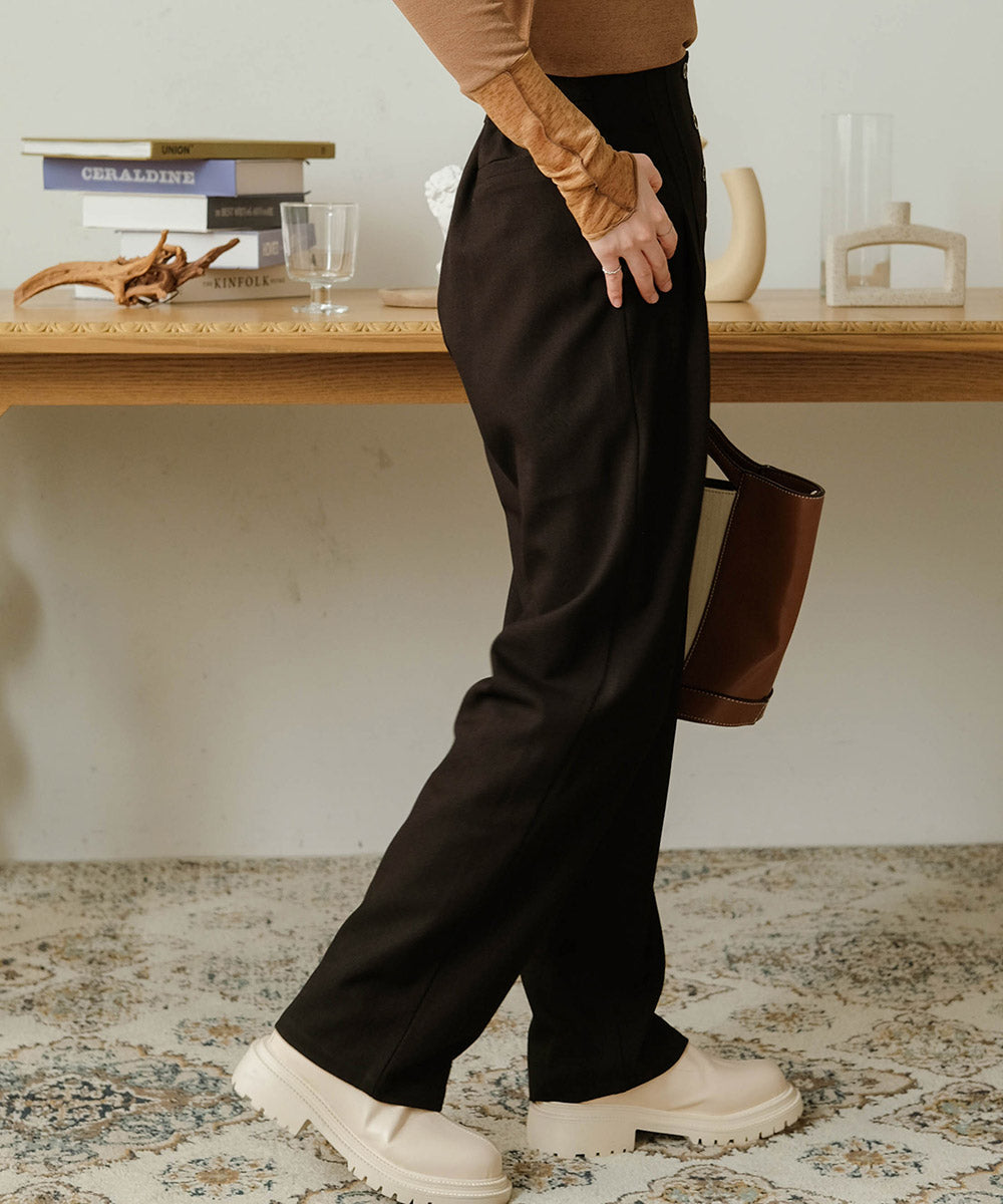 BUTTON FLY HIGH WEST PANTS