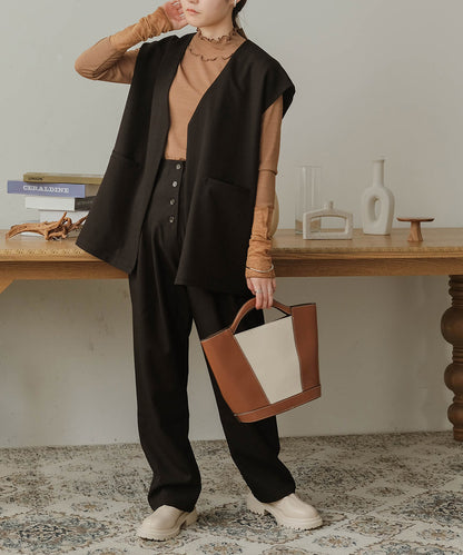 BUTTON FLY HIGH WEST PANTS