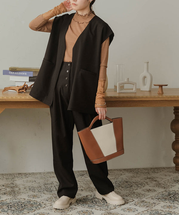 BUTTON FLY HIGH WEST PANTS