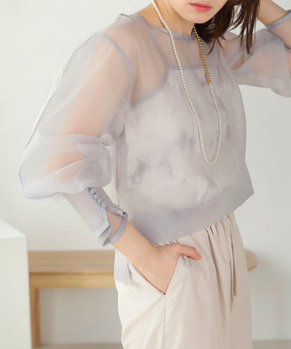 SHEER TOPS WITH MARBLE CAMISOLE 